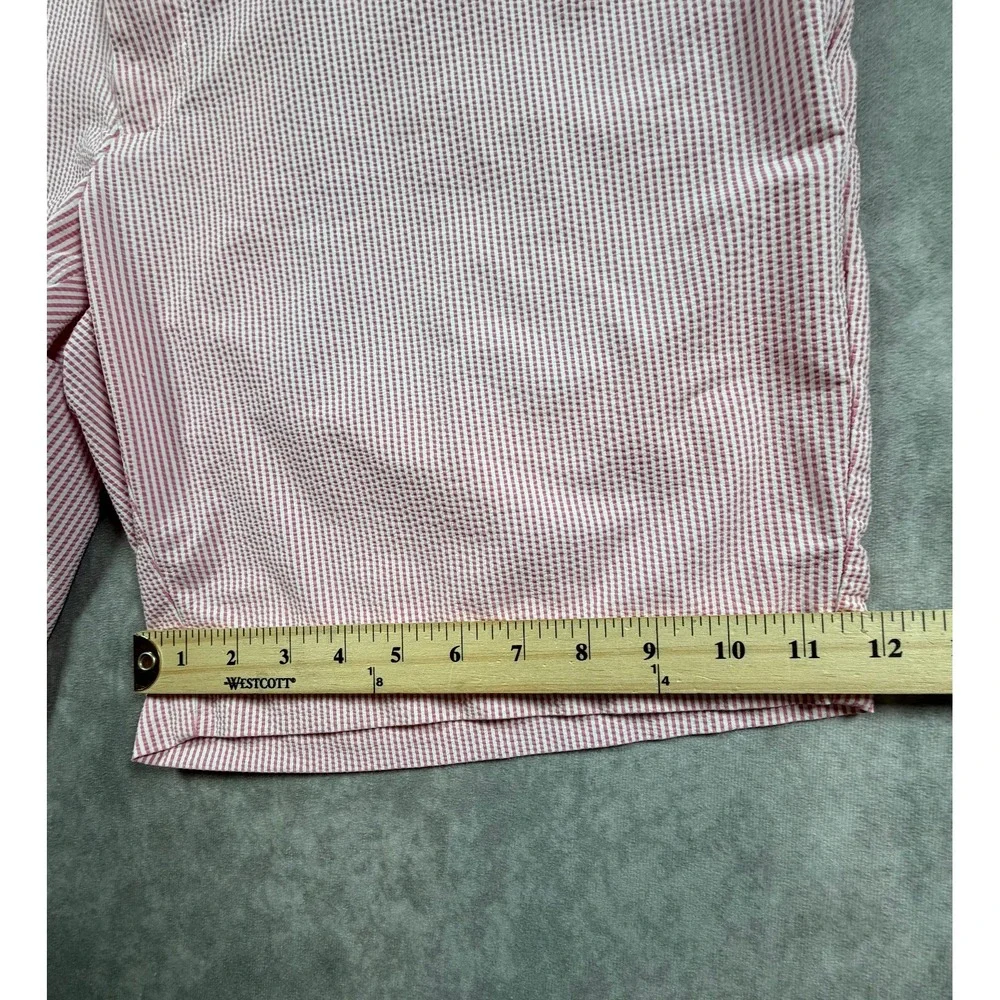 Peter Millar Mens 40 Crown Crafted Matlock Seersucker Shorts Pink Stripe Golf